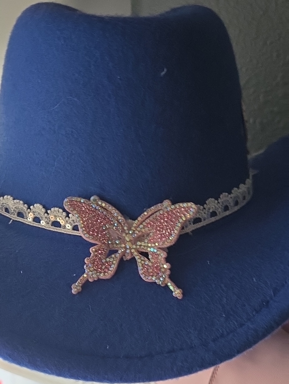 Royal Blue and Pink Womens Cowboy Hat - Picture 4 of 4